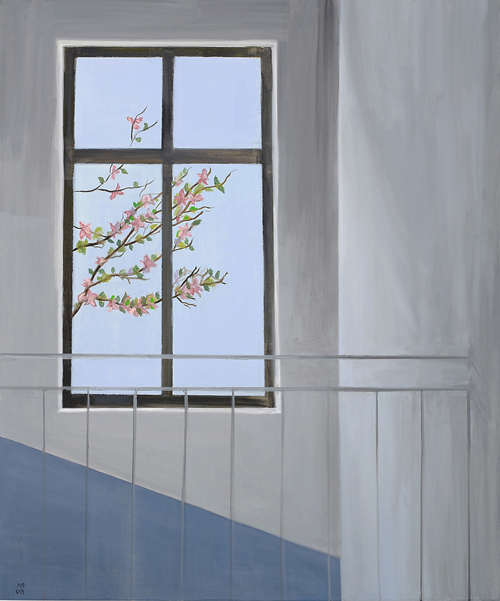 Window with flower at school